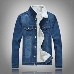 Men's Jackets Plus Size Men Denim Jacket Warm Winter Casual Male Korean Style Cowboy Fashion Fleece Vintage Cloths Black Jean Coat