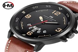 New Leather Strap Mens Watches Fashion Quartz Double Calendar Waterproof Wristwatch Big Dial Sport Business Men Watch7388763