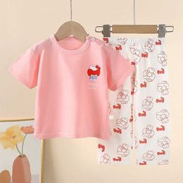 Pajamas Childrens Underwear Set Pure Cotton Summer and Autumn New Boys Long Sleep Pajamas Girls Home Clothing Childrens Clothing d240515