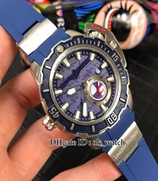 New Deep Dive Hammerhead 3203500LE393 Automatic Mens Watch Blue Dial Steel Case Gents Sport Watches Rubber Strap Folding 6786640