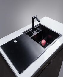 black Hidden Kitchen sinks Single bowl Bar Small Size sink Stainless Steel Balcony sink Concealed black kitchen sink Bar sinks4004378