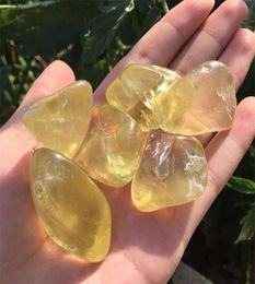 Drop Whole 6pcs Natural citrine tumbled set natural quartz crystals energy stone Reiki healing7928286