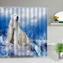 Shower Curtains 3D Animal Curtain Cute Polar Bear Snow Mountain Underwater Landscape Bath Bathroom Waterproof Screens