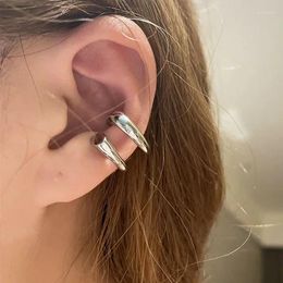Backs Earrings 2024 Simple Double Layer Metal Gold Silver Color Clip Without Pierced Japan Korean Women Cuff Ear Jewellery Gift