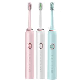 Vibration Electric Toothbrush Waterproof USB Charging Smart Timer 5-Mode Vibration Brush Replacement Head 240515