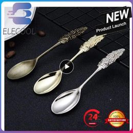 Coffee Scoops Mixing Spoon Zinc Alloy Harvesting Ears Of Wheat Retro Crafts Creative Dessert Table Decoration Acrylic Crystal