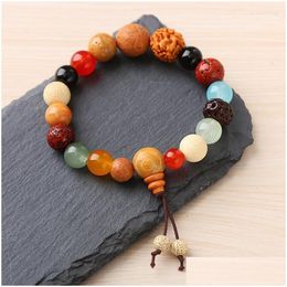 Charm Bracelets Natural 18 Bodhi Wood Beads Bracelet Men Women Vintage Tibetan Buddhist Mala Prayer Relius Buddha Meditation Drop Deli Ot6A5