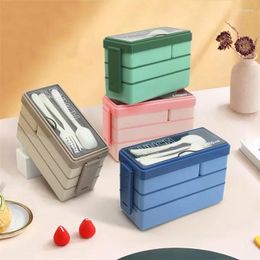 Dinnerware 3 Layers Lunch Box 1450ml Compartment Bento Boxes For Adults Students With Fork Spoon Microwave Storage Container