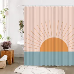 Shower Curtains Art Curtain Decor Arabic Modern Nature Sheer Set Rings Pink Rideau Douche Home Accessories Supplies