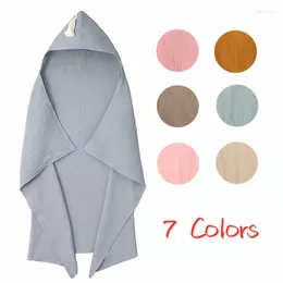 Blankets Baby Muslin Cotton Quilt Blanket Four-layer Gauze Hooded Cloak Tassel Born Bath Towel Beach Children Bathrobe Hug