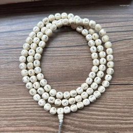 Strand White Ox Square Type 108 Barrel Dice Tibetan Buddha Beads Sieve Yak Bone Bracelet