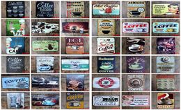 Coffee Metal Sign Vintage Tin Sign Plaque Metal Vintage Wall Decor for Kitchen Coffee Bar Cafe Retro Metal Posters Iron Painting Y5088202