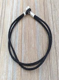 Fabric Cord Bracelet Black Authentic 925 SilverFits European Style Jewellery Charms Beads Andy Jewel 590749CBK-S1774274