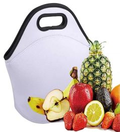 Neoprene White blank Sublimation Lunch Bag With Zipper Reusable waterproof Insulated Thermal Lunch Box Handbags Tote For students 1400306