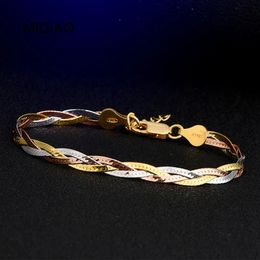 MIQIAO Genuine 925 Sterling Silver Italian Bracelets Jewellery For Women Three Colour Threads Woven Gift Party Hand Bracelets 240515