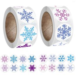 Party Decoration 500pcs/roll Xmas Snowflake Label Merry Christmas Round Stickers Adhesive Paper Seal 2.5cm/1" Year Gift Wrap Pack