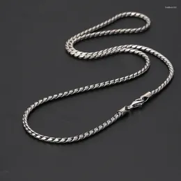 Pendants ZABRA 2024 Real S925 Pure Silver Jewellery Men And Women Necklace Retro Trendy Simple Wild Twist Clavicle Chain