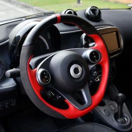 Covers Steering Wheel Covers Car Leather Protector Cover Cowhide Braid Auto For Smart 453 Fortwo Forfour Interior AccessoriesSteering