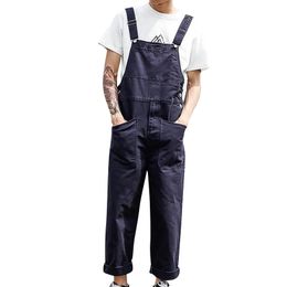 Straight Tube Trousers Man Soild Bib Overalls Fashion Relaxed Fit Casual Jumpsuit Men Pants Lightweight Overalls With Pockets 240511