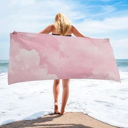 Towel Pink Sky Beach 31x51inch Absorbent Sand Control Sports Fast Drying Superfiber Swimming Fitness Camping