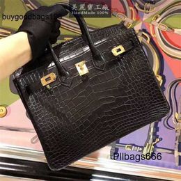 Tote Bag Designer Handbags Crocodile 5a All Handmade Black Bright Faced Alligator Leather 25cm Female Portable Luxurys Large Capacity Have Logo