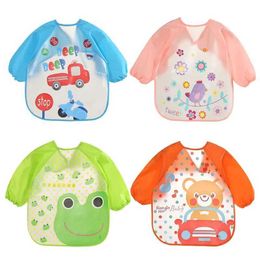 Bibs Burp Cloths Baby long sleeved scarf waterproof toddler art smoke feeding bib apron pocket baby boy girl Burp cloth banana bib 1-3 yearsL240514