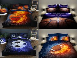 1 Set 3D Printing 23Pcs Sport Series Soft Duvet Pillow Cover Football Basketball Rugby Bedding Sets Bedclothes Boy Gift Textile4173564