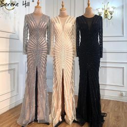 Party Dresses Serene Hill Luxury Grey Nude Split Mermaid Evening Gowns 2024 Elegant Beading Sexy For Women GLA70183