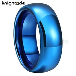 6mm 8mm 100% Pure Tungsten Carbide Blue Engagement Rings For Men Women Fashion Wedding Band Dome Polished Comfort Fit 240508