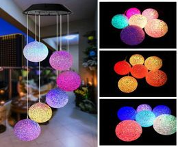 LED Solar Wind Chime Light Hanging Spiral Lamp Ball Wind Spinner Chimes Bell Lights For Christmas Outdoor Home Garden Decor6758632