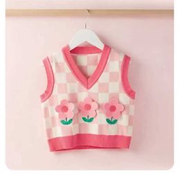 Waistcoat 80-140cm womens tank top childrens top floral V-neck knitted womens clothingL2405