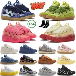 Luxury Casual Shoes Designer Fashion Leather Curb Sneakers Pairs Men Women Lace-up Extraordinary Trainers Calfskin Rubber Nappa trainers sports