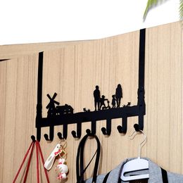 Hooks Cartoon Over The Door Hook Rack Metal 8 Hanger Storage Holder Hanging Coat Hat Wardrobe Accessories