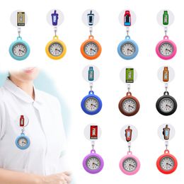 Party Favor Prime Bottle Clip Pocket Watches On Watch Medical Hang Clock Gift Nurse Badge Accessories Pattern Design Drop Delivery Otfuw