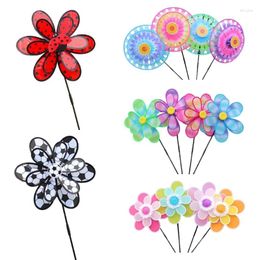 Garden Decorations Vibrant Wind Spinners Double Layer Pinwheels With Stake Decoration