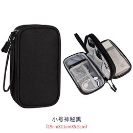 Fashion Data Cable Storage Bag Waterproof Travel Organiser Bag Portable Carry Case Double Layers Storage Bag for Cable Cord USB Charger Small Size