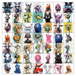 63pcs ins Graffiti style scribbling animals waterproof PVC sticker pack for luggage case refrigerator mobile phone desk bicycle car cup skateboard case.