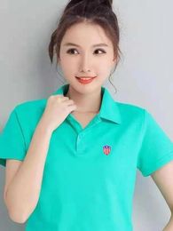 Women's Polos High Quality Cotton Summer Womens Shirts -Embroidery Casual Short Sleeve Femmes Clothing Lapel Slim Tees