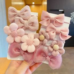 Hair Accessories 10Pcs/Set Childrens Rubber Band Baby Girls Fabric Flower Bow Does Not Hurt Hair Cute Rubber Band tail Headdress Wholesale