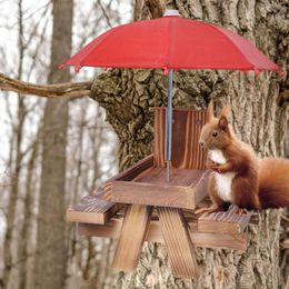 Other Bird Supplies Squirrel Feeder Table Funny Wooden Picnic For Outdoor Garden