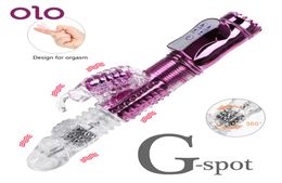 OLO Dildo Vibrators Dual Vibration Wand Butterfly Vibrator Telescopic Rotating Bead AV Rods G Spot Massager Sex Toys for Women Y194717507