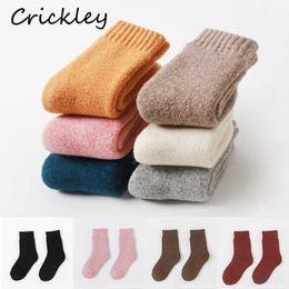 Kids Socks New Solid Childrens Socks Autumn and Winter Warm Wool Childrens Socks Thick and Soft Knitted Boys and Girls Short Socks 3-5 YearsL2405