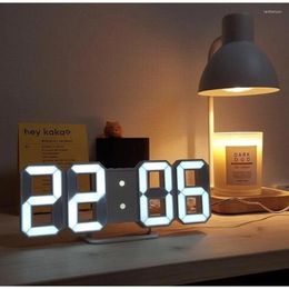 Table Clocks Smart 3d Digital Alarm Clock Wall Decor Home Decoration And Temperature Date Time Nordic Large Watch Garden