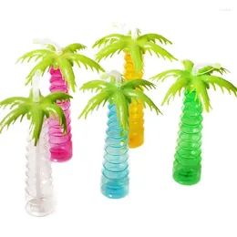 Party Decoration Creative Palm Tree Plastic Beach Water Drinking Sipper Cup Coconut Bottle With Straw Hawaii Decorate