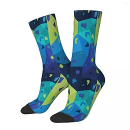 Men's Socks Boulder Wall Blue And Green Male Mens Women Autumn Stockings Polyester