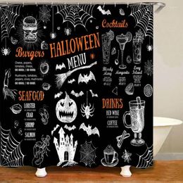 Shower Curtains Funny Halloween Menu Bathroom Curtain Set Restaurant Cafe Bath Mats Rugs Carpet Home Decor Gift Doodle