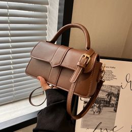 Pu Leather Shoulder Bag for Women Handbag Fashion Crossbody Bags Vintage Underarm Square Satchel Black 240508