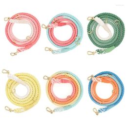 Dog Collars Gradient Colour Pet Leash Handmade Braided Rope Limit Buckle Heavy Duty For All Sizes Dogs Supplies