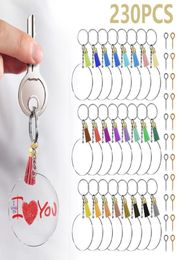 230Pcs Key Ring DIY Clear Circle Discs Keychains Making Kit Metal Acrylic Round Keyrings Blanks Tassel Pendant As Party Favors4715860