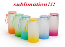 Sublimation Water Bottle Tumblers 500ml Frosted Glass Water Bottles gradient Blank Tumbler Drink ware Cups FY5084 02116704256